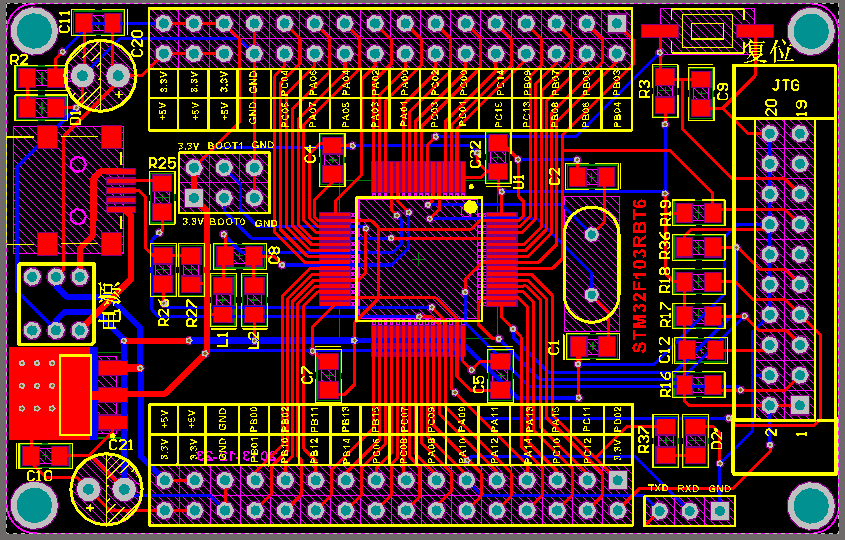 STM32F103RBT6的PCB图