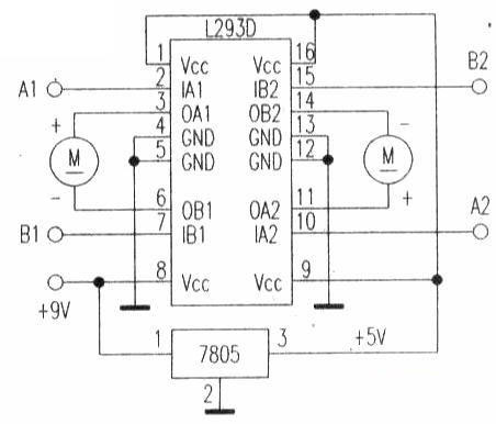 L293D电机驱动电路图