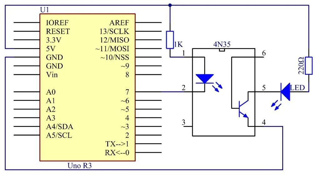 4N35光耦的应用电路图